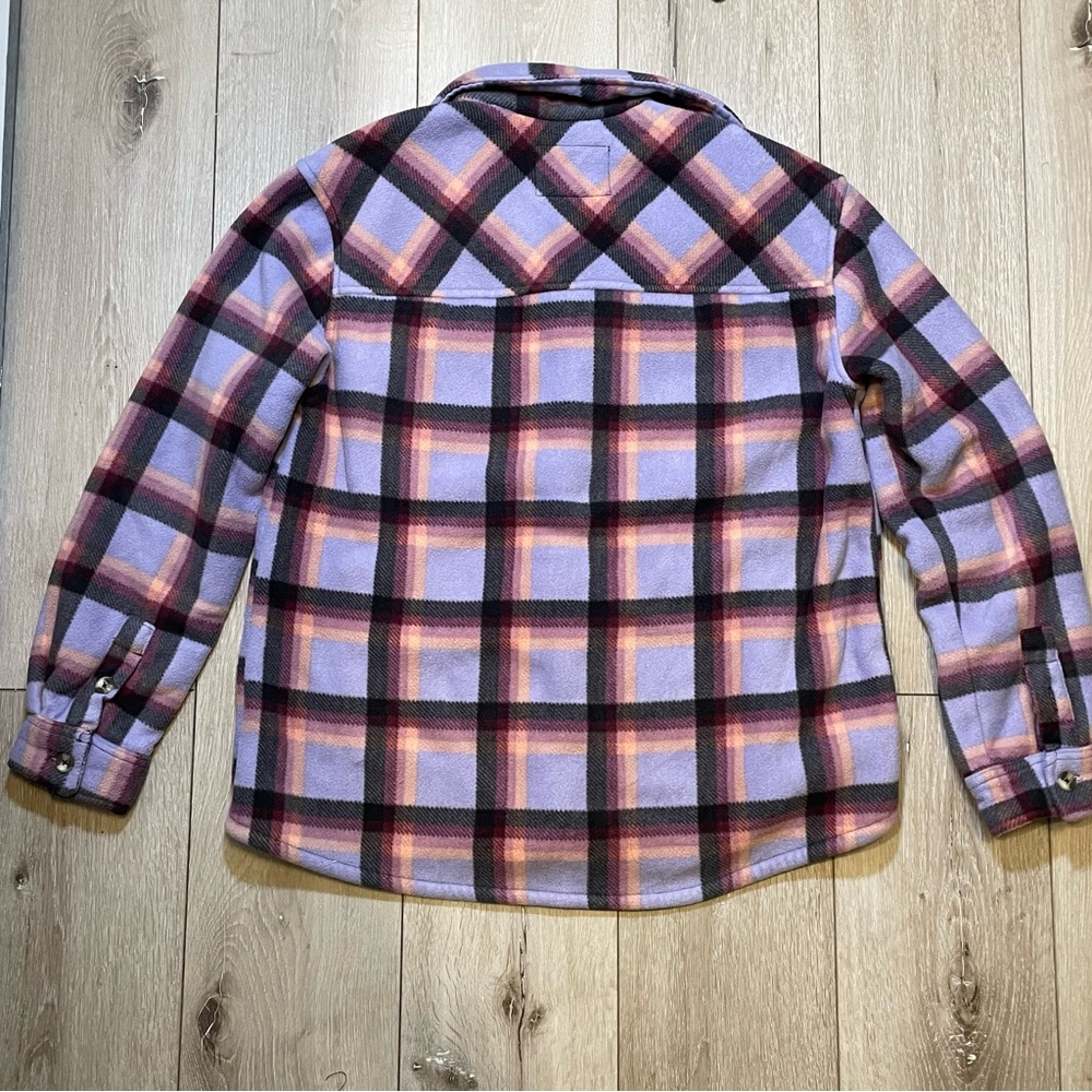 SAGE Collective Purple Plaid Sherpa Lined Shacket Jacket M Cozy Flannel - Picture 3 of 7